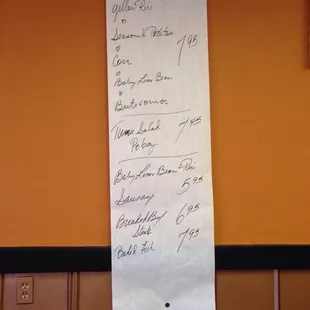 Daily specials.