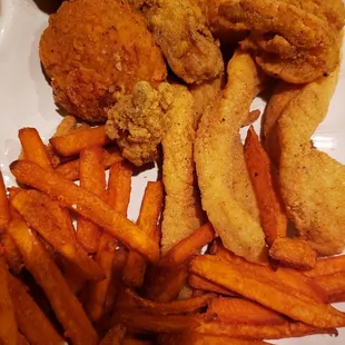 Fried seafood plate