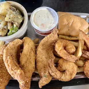 Seafood Dinner from the Lunch Menu. Includes choice of potato, I opted for Smothered.
