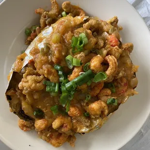 Friday special loaded bake Potato with fried crawfish tails etoufee topping