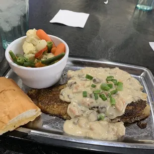 Grilled catfish with an awesome cream seafood sauce