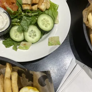 Salad and brown lettuce  Manager garbage then trying charge us for this crap