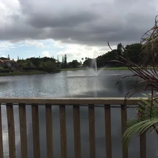 At a golf course.... seating outside.