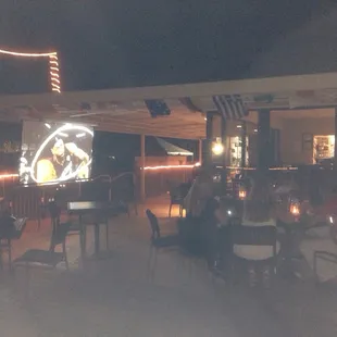 Watching the NBA finals! Beautiful lakeside patio seating!