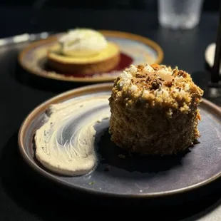 Carrot cheesecake and key lime tart