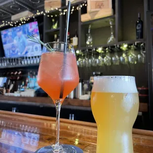 two drinks on a bar