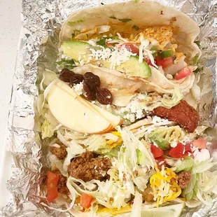 * Walleye Taco   * Southern Fried Chicken Taco  * Beef and Potato Taco