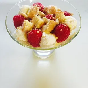 raspberries and ice cream
