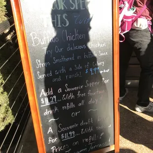 Sandwich board menu outside the Lagoon Terrace at the San Diego Zoo in San Diego.