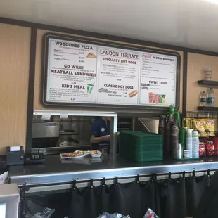 menus on the wall of the restaurant