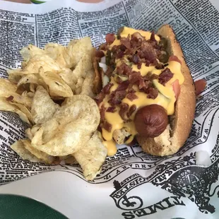 Baja dog with side of chips