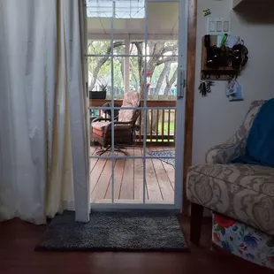 Looking out my RV door.