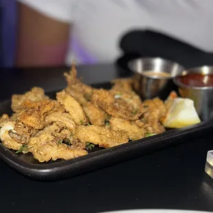 a plate of fried squid