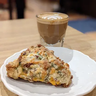 Cuban coffee and cheddar bacon scone.