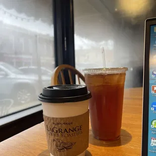 White mocha latte &amp; sweetened ice tea