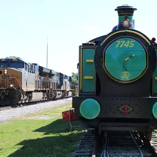 CSX trains pass by (just a matter of a few feet away) and go right through (literally) the middle of the Main Street. Some are 130-140 cars.
