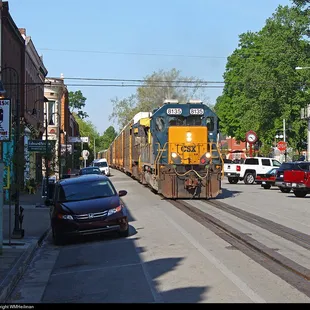 Only one of three places in the U.S. where the train comes down the middle of Main Street in the Business District.