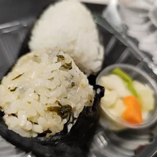 rice and vegetables in a plastic container