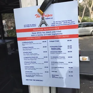 Crepe menu