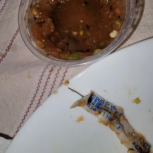 Metal wire from cilantro package. I could have swallowed this.