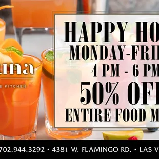 Happy Hour Monday-Friday 4pm-6pm