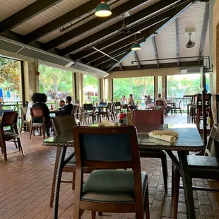 tables and chairs in a restaurant