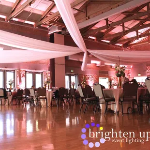 Brighten Up Laguna Town Hall Soft Pink Uplighting Wedding