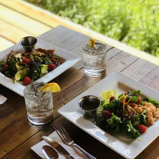 two plates of food on a table