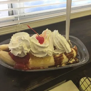 Banana Split in a boat.