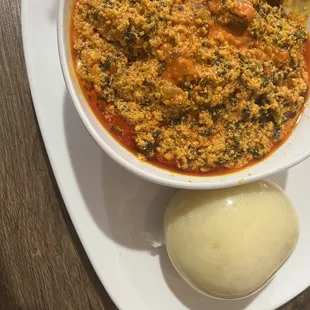 Egusi Soup with Fufu or White Rice