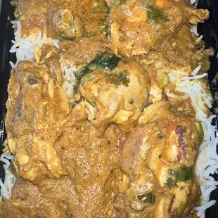 Chicken krahi over Rice