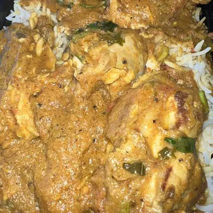 Chicken krahi over Rice