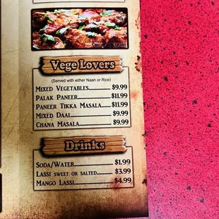 Updated - Menu (increased Prices)