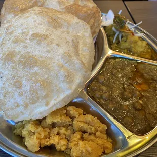 Halwa, Chile, aloo Puri combination