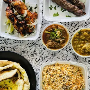 Garlic Naan, Lahori Murgh Cholay, Goat Curry, Beef Lahori Seekh Kabab, Lahori Chicken Tandoori Leg, Goat Biriyani