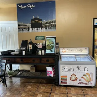 a table with ice creams on it