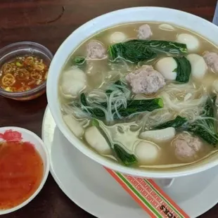 Ce Oo - traditional Burmese noodle soup with quail eggs