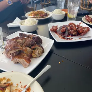 Peking Duck and Honey Garlic Chicken.