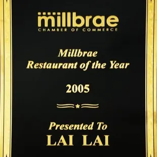 One of the awards received by Lai Lai since 1983.