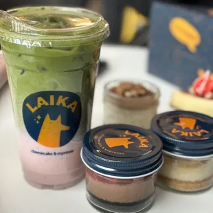 Dragonfruit strawberry matcha , space monki, heart of gold, cookies and cream