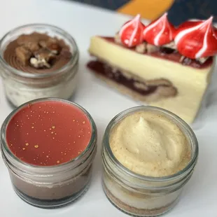 Heart of gold (left), space monki (right), winter picnic slice