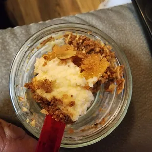 Spoonful of delicious cheesecake