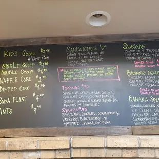 Menu during opening day