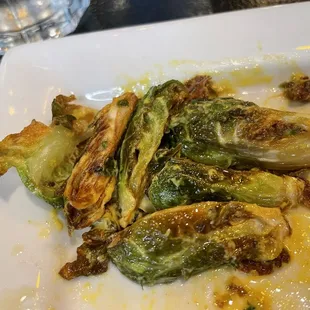 Brussel sprouts were fabulous, perfectly cooked and crispy.