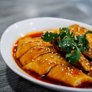 a close up of a plate of food