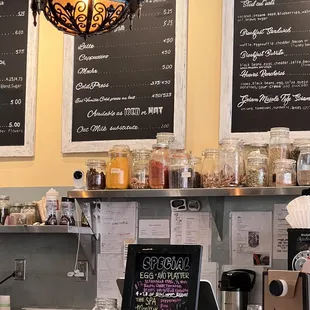 Cute jars on a shelf