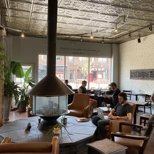 Indoor space with wood burner