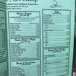 regular menu