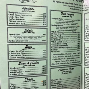regular menu
