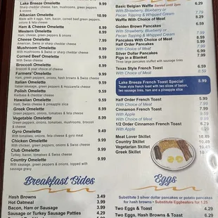 Breakfast menu